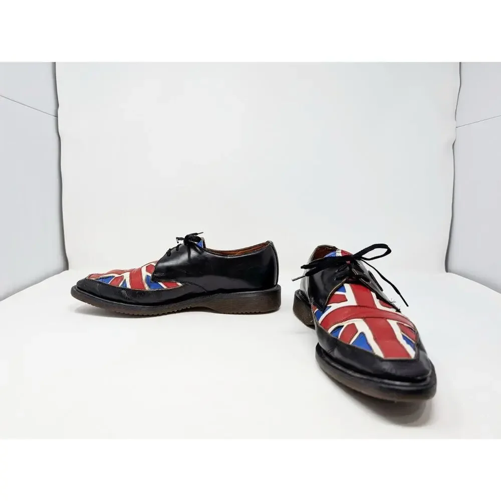 Vintage Dr. Martens Oxford Shoes Union Jack British Flag England Men's Size 7.5